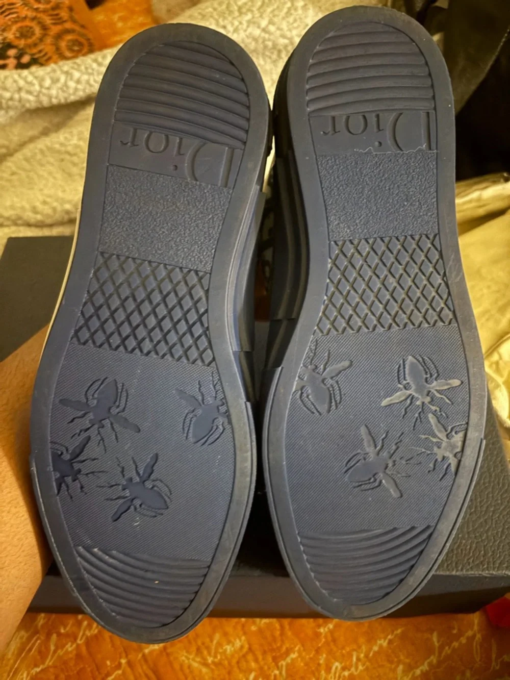 Dior Translucent Monogram Low-Top Sneakers in Navy and White - Picture 2 of 3